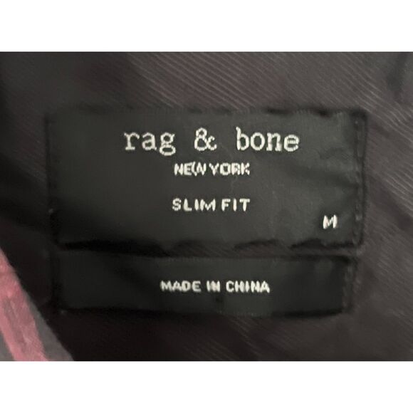 Rag & Bone Black Maroon Check Button Up Slim Fit Shirt Top  Mens Size Medium - Picture 4 of 10